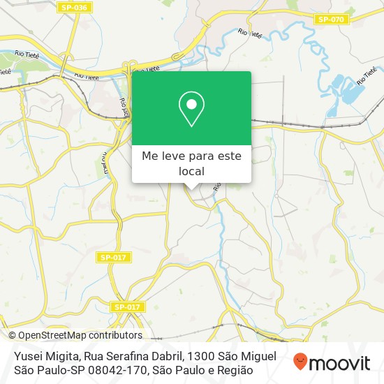 Yusei Migita, Rua Serafina Dabril, 1300 São Miguel São Paulo-SP 08042-170 mapa