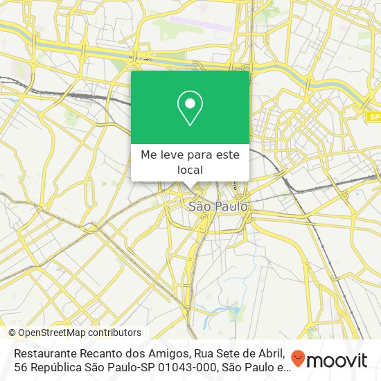 Restaurante Recanto dos Amigos, Rua Sete de Abril, 56 República São Paulo-SP 01043-000 mapa