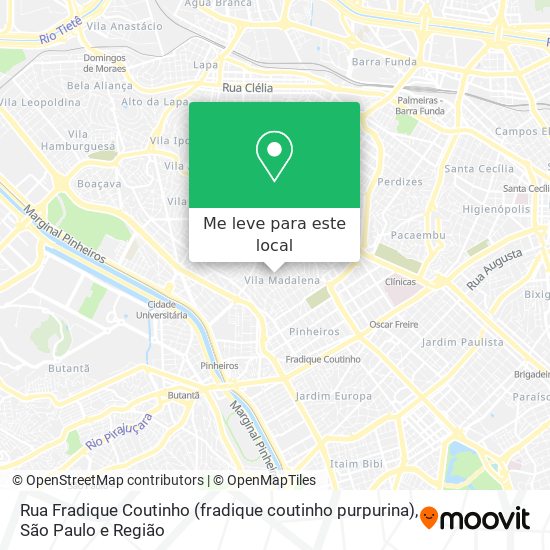 Rua Fradique Coutinho (fradique coutinho purpurina) mapa