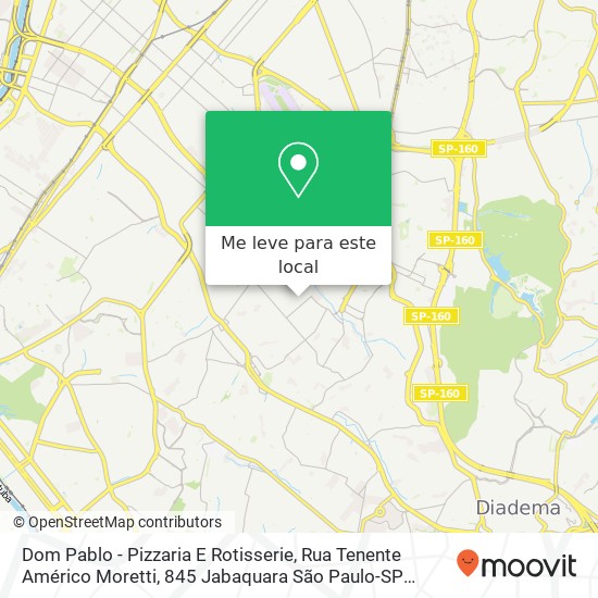 Dom Pablo - Pizzaria E Rotisserie, Rua Tenente Américo Moretti, 845 Jabaquara São Paulo-SP 04372-060 mapa