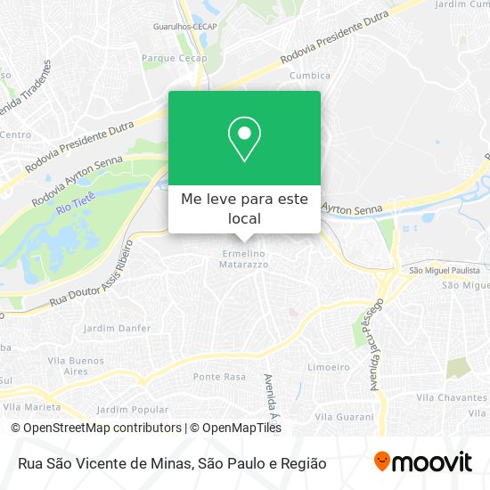 Rua São Vicente de Minas mapa