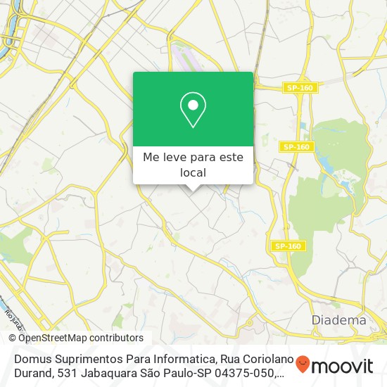 Domus Suprimentos Para Informatica, Rua Coriolano Durand, 531 Jabaquara São Paulo-SP 04375-050 mapa