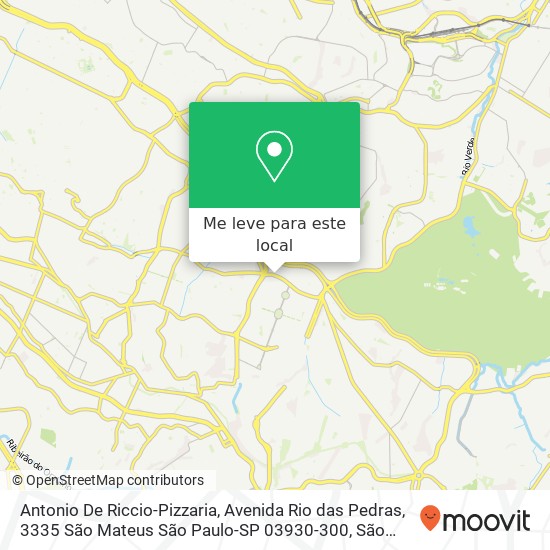 Antonio De Riccio-Pizzaria, Avenida Rio das Pedras, 3335 São Mateus São Paulo-SP 03930-300 mapa
