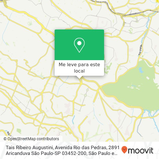 Tais Ribeiro Augustini, Avenida Rio das Pedras, 2891 Aricanduva São Paulo-SP 03452-200 mapa