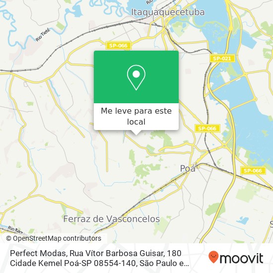 Perfect Modas, Rua Vítor Barbosa Guisar, 180 Cidade Kemel Poá-SP 08554-140 mapa