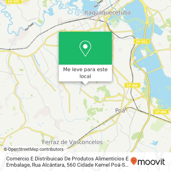 Comercio E Distribuicao De Produtos Alimenticios E Embalage, Rua Alcântara, 560 Cidade Kemel Poá-SP 08554-200 mapa