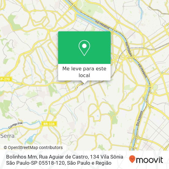 Bolinhos Mm, Rua Aguiar de Castro, 134 Vila Sônia São Paulo-SP 05518-120 mapa