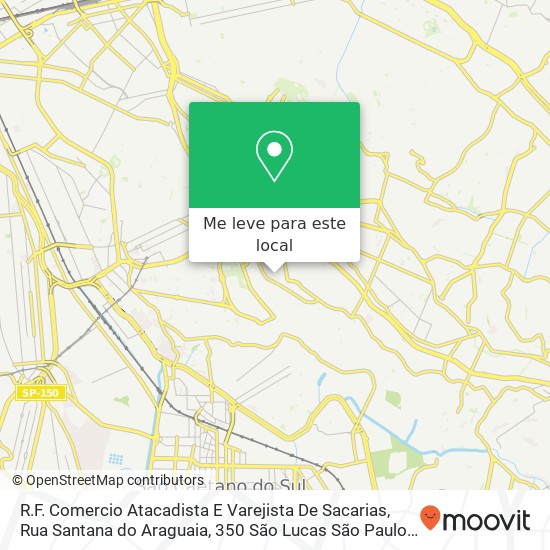 R.F. Comercio Atacadista E Varejista De Sacarias, Rua Santana do Araguaia, 350 São Lucas São Paulo-SP 03222-030 mapa