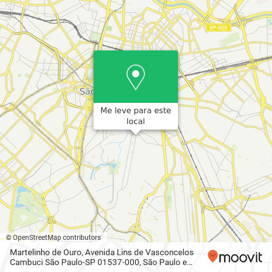 Martelinho de Ouro, Avenida Lins de Vasconcelos Cambuci São Paulo-SP 01537-000 mapa
