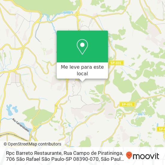 Rpc Barreto Restaurante, Rua Campo de Piratininga, 706 São Rafael São Paulo-SP 08390-070 mapa