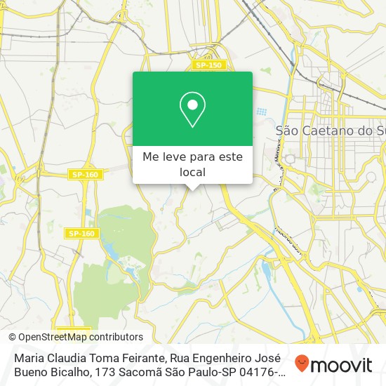 Maria Claudia Toma Feirante, Rua Engenheiro José Bueno Bicalho, 173 Sacomã São Paulo-SP 04176-260 mapa