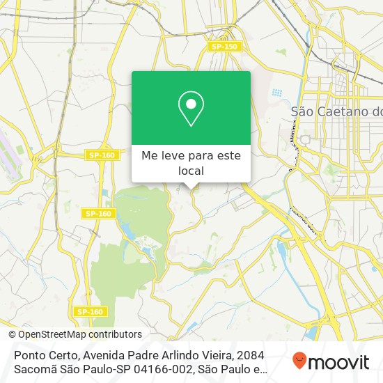 Ponto Certo, Avenida Padre Arlindo Vieira, 2084 Sacomã São Paulo-SP 04166-002 mapa