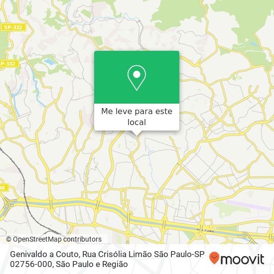 Genivaldo a Couto, Rua Crisólia Limão São Paulo-SP 02756-000 mapa