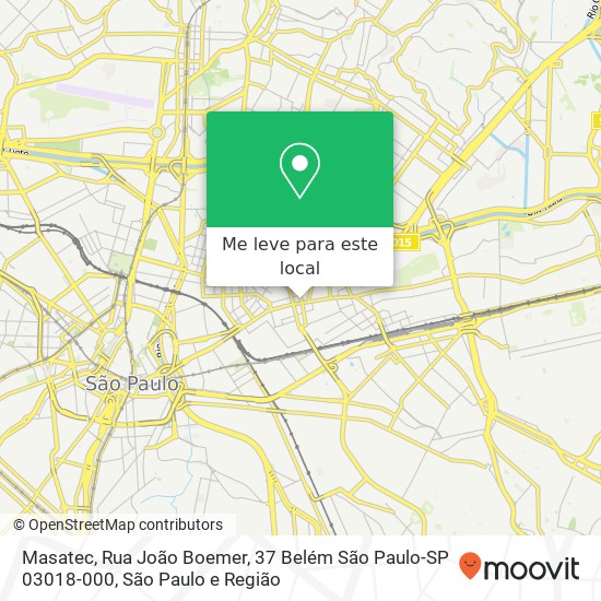 Masatec, Rua João Boemer, 37 Belém São Paulo-SP 03018-000 mapa