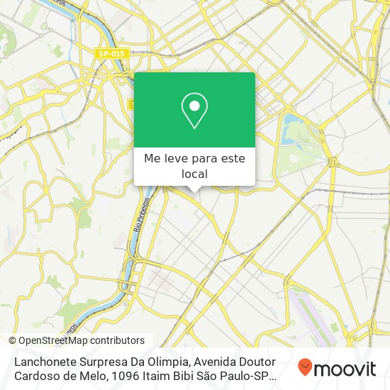 Lanchonete Surpresa Da Olimpia, Avenida Doutor Cardoso de Melo, 1096 Itaim Bibi São Paulo-SP 04548-003 mapa