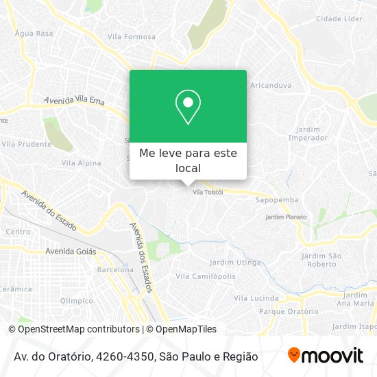 Av. do Oratório, 4260-4350 mapa
