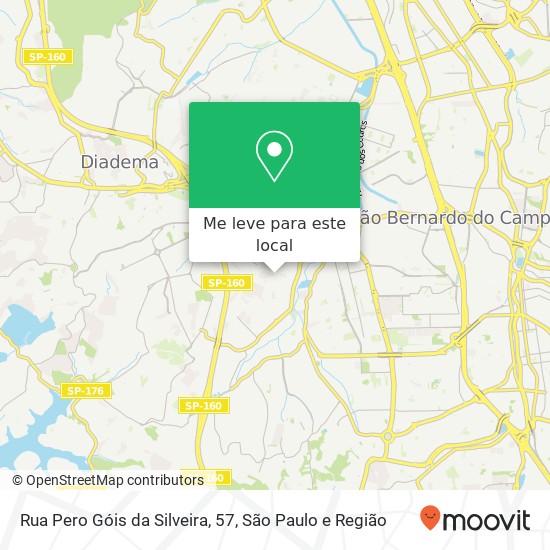 Rua Pero Góis da Silveira, 57, Casa Grande Diadema-SP mapa