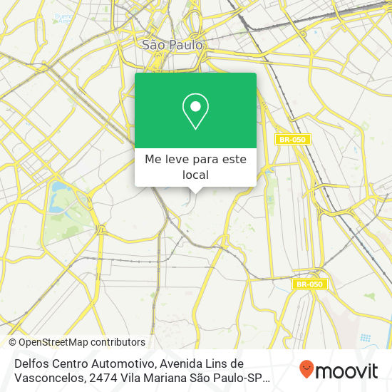 Delfos Centro Automotivo, Avenida Lins de Vasconcelos, 2474 Vila Mariana São Paulo-SP 04112-001 mapa