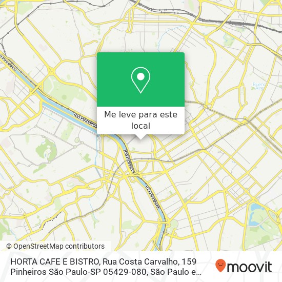 HORTA CAFE E BISTRO, Rua Costa Carvalho, 159 Pinheiros São Paulo-SP 05429-080 mapa