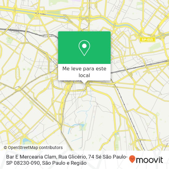 Bar E Mercearia Clam, Rua Glicério, 74 Sé São Paulo-SP 08230-090 mapa