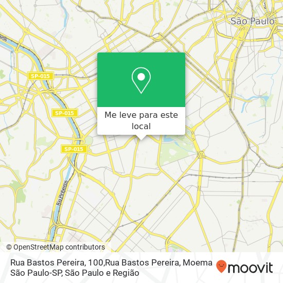 Rua Bastos Pereira, 100,Rua Bastos Pereira, Moema São Paulo-SP mapa