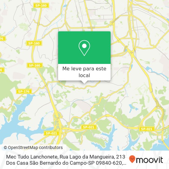 Mec Tudo Lanchonete, Rua Lago da Mangueira, 213 Dos Casa São Bernardo do Campo-SP 09840-620 mapa