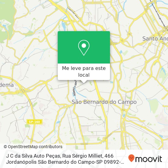 J C da Silva Auto Peças, Rua Sérgio Milliet, 466 Jordanópolis São Bernardo do Campo-SP 09892-410 mapa