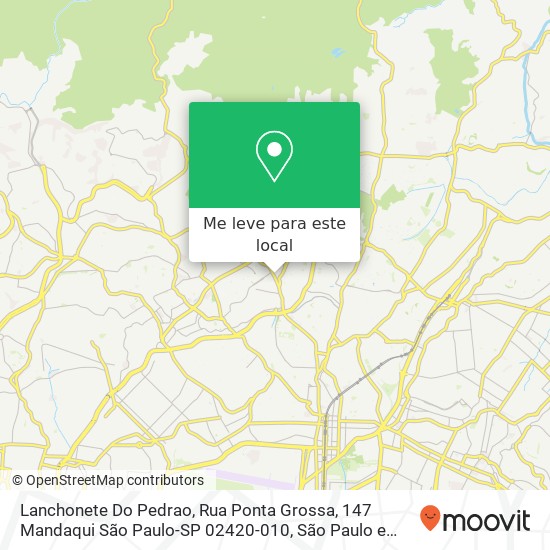 Lanchonete Do Pedrao, Rua Ponta Grossa, 147 Mandaqui São Paulo-SP 02420-010 mapa