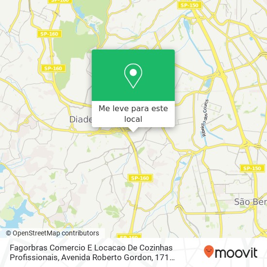 Fagorbras Comercio E Locacao De Cozinhas Profissionais, Avenida Roberto Gordon, 171 Canhema Diadema-SP 09990-090 mapa
