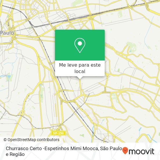 Churrasco Certo -Espetinhos Mimi Mooca, Avenida Paes de Barros, 2901 Móoca São Paulo-SP 03149-100 mapa