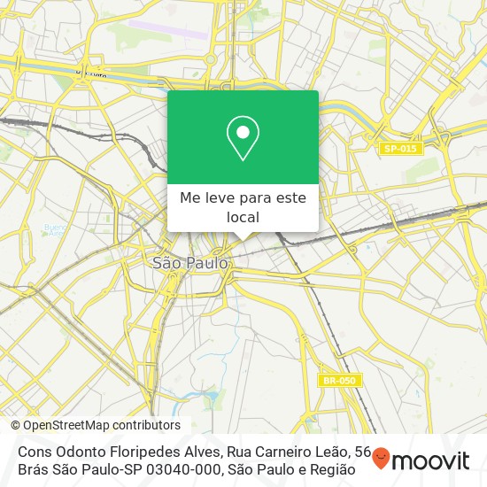 Cons Odonto Floripedes Alves, Rua Carneiro Leão, 56 Brás São Paulo-SP 03040-000 mapa