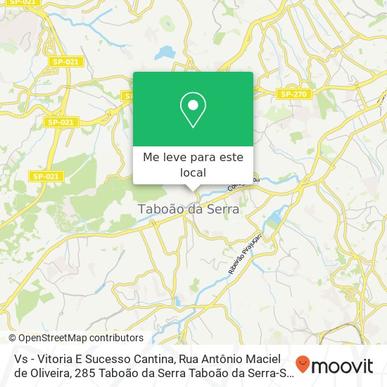 Vs - Vitoria E Sucesso Cantina, Rua Antônio Maciel de Oliveira, 285 Taboão da Serra Taboão da Serra-SP 06757-030 mapa