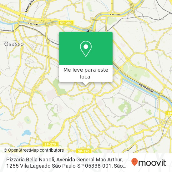 Pizzaria Bella Napoli, Avenida General Mac Arthur, 1255 Vila Lageado São Paulo-SP 05338-001 mapa