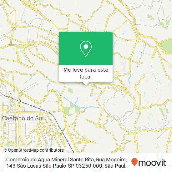 Comercio de Agua Mineral Santa Rita, Rua Mocoim, 143 São Lucas São Paulo-SP 03250-000 mapa