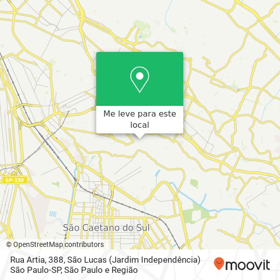 Rua Artia, 388, São Lucas (Jardim Independência) São Paulo-SP mapa