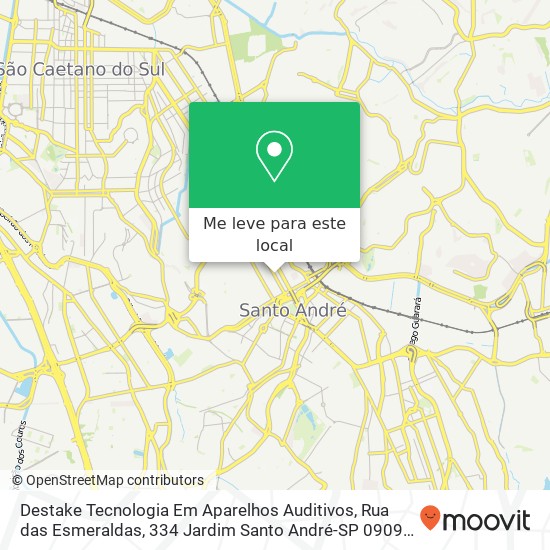 Destake Tecnologia Em Aparelhos Auditivos, Rua das Esmeraldas, 334 Jardim Santo André-SP 09090-770 mapa