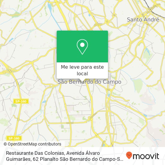 Restaurante Das Colonias, Avenida Álvaro Guimarães, 62 Planalto São Bernardo do Campo-SP 09890-000 mapa