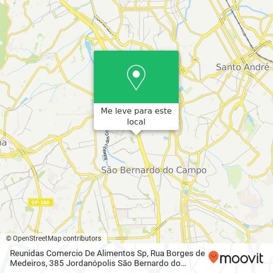 Reunidas Comercio De Alimentos Sp, Rua Borges de Medeiros, 385 Jordanópolis São Bernardo do Campo-SP 09891-360 mapa