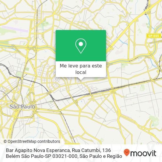 Bar Agapito Nova Esperanca, Rua Catumbi, 136 Belém São Paulo-SP 03021-000 mapa