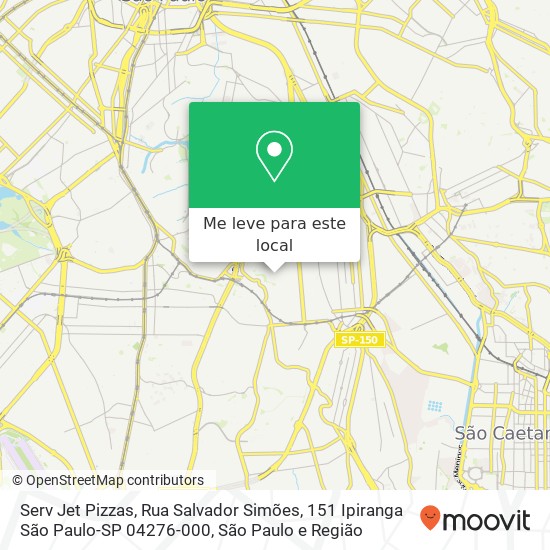 Serv Jet Pizzas, Rua Salvador Simões, 151 Ipiranga São Paulo-SP 04276-000 mapa