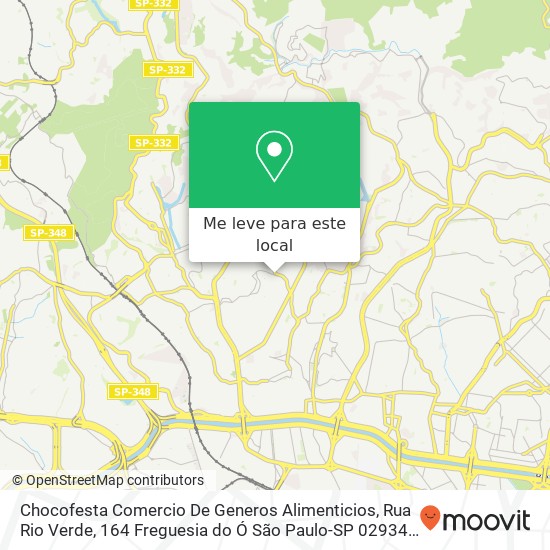 Chocofesta Comercio De Generos Alimenticios, Rua Rio Verde, 164 Freguesia do Ó São Paulo-SP 02934-000 mapa