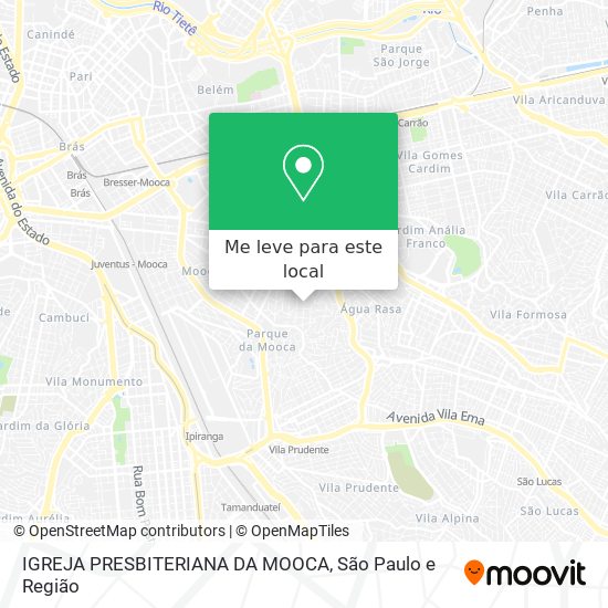 IGREJA PRESBITERIANA DA MOOCA mapa