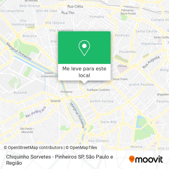 Chiquinho Sorvetes - Pinheiros SP mapa