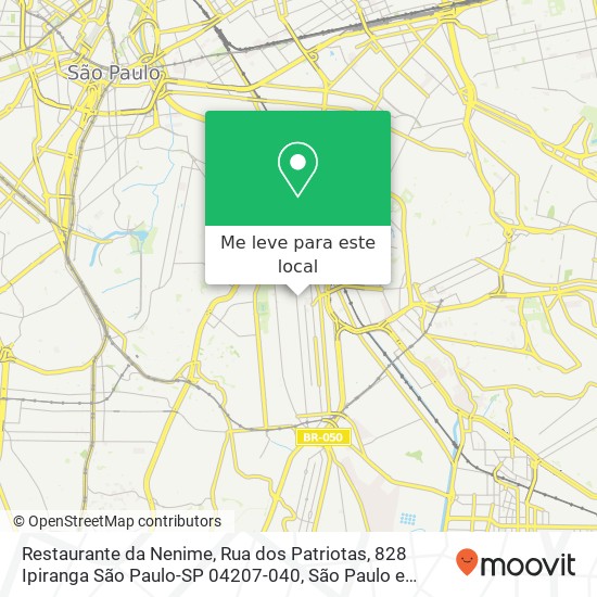 Restaurante da Nenime, Rua dos Patriotas, 828 Ipiranga São Paulo-SP 04207-040 mapa