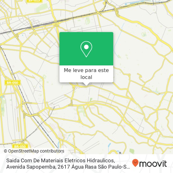 Saida Com De Materiais Eletricos Hidraulicos, Avenida Sapopemba, 2617 Água Rasa São Paulo-SP 03345-001 mapa
