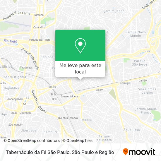 Tabernáculo da Fé São Paulo mapa