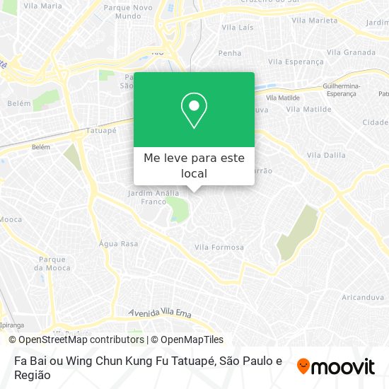 Fa Bai ou Wing Chun Kung Fu Tatuapé mapa
