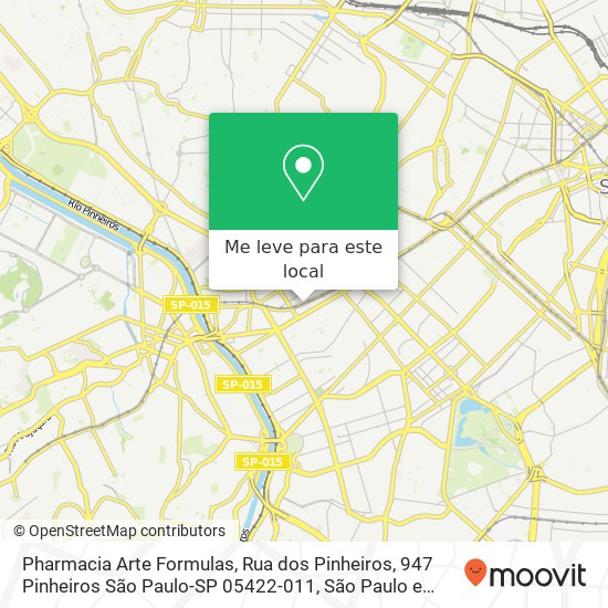 Pharmacia Arte Formulas, Rua dos Pinheiros, 947 Pinheiros São Paulo-SP 05422-011 mapa