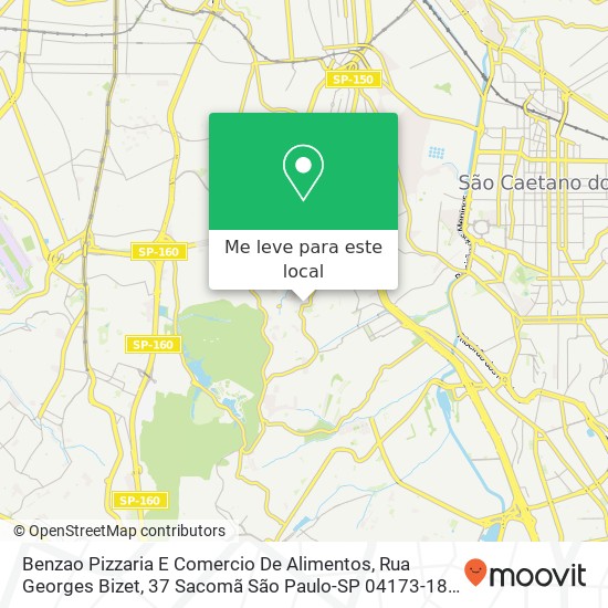 Benzao Pizzaria E Comercio De Alimentos, Rua Georges Bizet, 37 Sacomã São Paulo-SP 04173-180 mapa