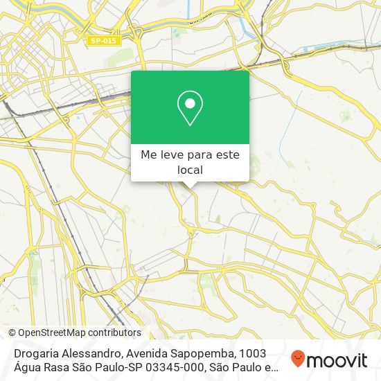 Drogaria Alessandro, Avenida Sapopemba, 1003 Água Rasa São Paulo-SP 03345-000 mapa